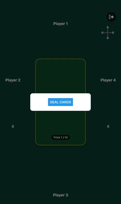 Tarneeb Online game screen before the deal
