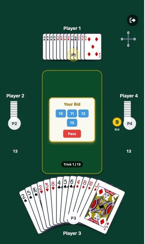 Tarneeb Online bidding modal