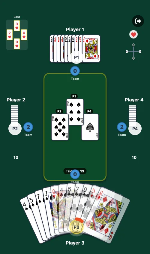 Tarneeb Online AI opponent selecting a card